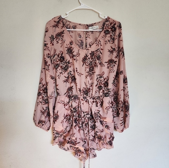 Abercrombie & Fitch Pink Floral Long-Sleeve Romper size Small - Picture 1 of 5